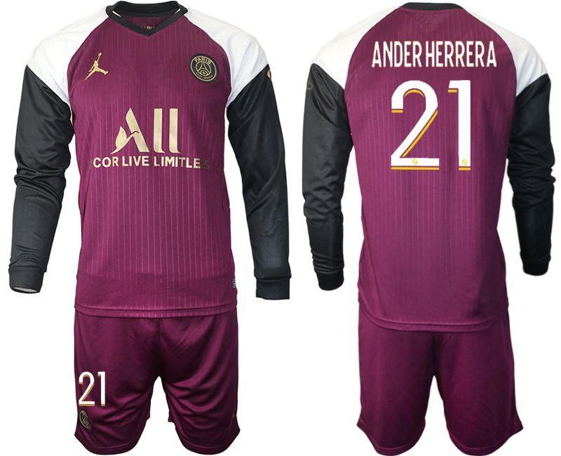 Men 2020-2021 club Paris St German Jordan white long sleeves #21 Soccer Jerseys->paris st german jersey->Soccer Club Jersey